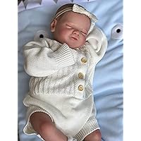 Angelbaby Real Life Sleeping Reborn Baby Dolls, 19 inch Realistic Newborn Baby Girl Silicone Doll Handmade Soft Cloth Body Bebe Re Born Cute Life Size Child Doll Set Toys for Toddler
