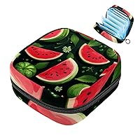 Portable Period Kit Bag Feminine Product Pouch for Girls for Pads Bag and Tampons with Zipper, Watermelon,