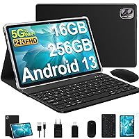 Tablet Android 13 2K Screen Tablet 10.36 Inch, Tablet 16GB RAM + 256GB ROM + TF 1TB / 2000 x 1200 Pixels / 5G WiFi / 8600 mAh / 5MP + 13MP,Tablet with Mouse and Keyboard Black