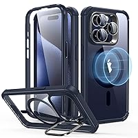 ESR for iPhone 15 Pro Case, Full-Body Shockproof MagSafe Case, Exceeds Military-Grade Protection, Magnetic Phone Case for iPhone 15 Pro, 2-Part Tough Case with Stand, Armor Series, Clear Dark Blue