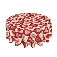 Valentine's Day Love Round Tablecloth 60 Inch Washable Reusable Decoration Table Cover for Kitchen Party