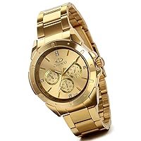 lancardo Herren 's Luxus Pure Bright Gold Ton Edelstahl Armbanduhr mit 3 sub-dial
