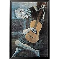 If PA AP599A 36x24 1.25 Black Framed Old Guitarist by Pablo Picasso 36X24 Art Print Poster Museum Masterpiece Famous Painting