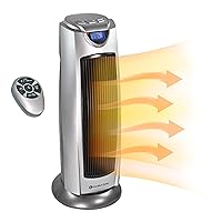 Comfort Zone Electric Oscillating Ceramic Tower Space Heater, Remote, Backlit Digital Thermostat & Temperature Display, Timer, & Overheat Sensor, Ideal for Home, Bedroom, & Office, 1,500W, CZ499R