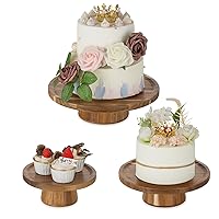 NUPTIO Wood Cake Display Stand Set of 3：4 in 1 Multifunction Cake Plate Serving Bowl Chip & Dip Tray Nut Dish Acacia Wood Cupcake Holder for Wedding Birthday Tea Party Gift for Baking Enthusiasts