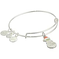 Alex and Ani Color Infusion, Holiday Snowman Bangle Bracelet Shiny Silver One Size