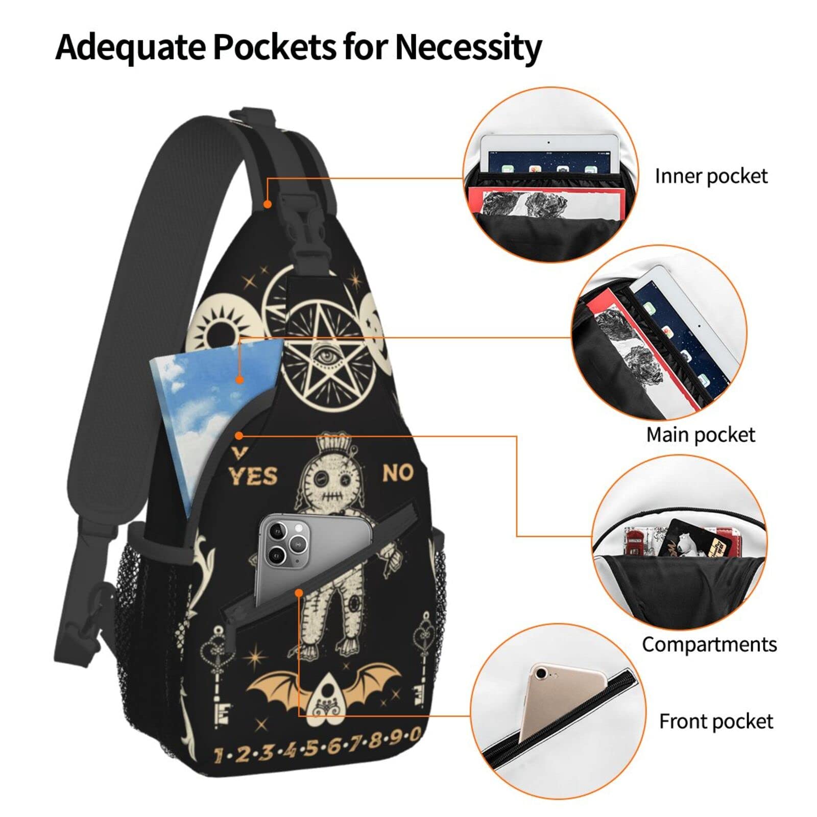 BCQJNB Goth Coffin Horror Gothic Sling Backpack Crossbody Shoulder Bag Travel Hiking Daypack Gifts