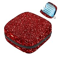 Tampons Collect Bags for Women Girls, Sanitary Napkin Storage Disposal Pouch, Lightweight Menstrual Cup Bag Red Glitter Sequins Pattern