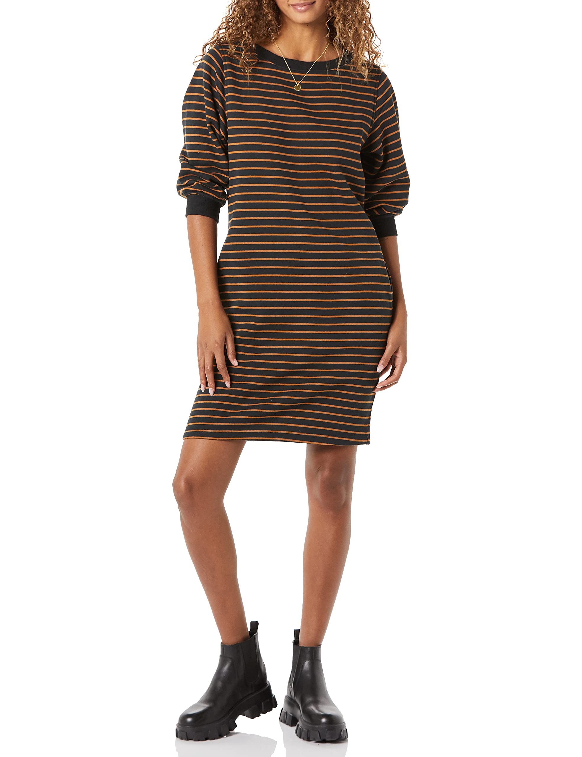 Amazon Essentials Women's Fleece Blouson Sleeve Crewneck Sweatshirt Dress (Available in Plus Size)