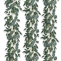 3Pcs Fake Eucalyptus Vines, 6.5FT Silk Ivy Garland, Odorless Lush Green Leaves Artificial Hanging Plants, Boho Forest Greenery Decor for Home, Classroom, Wall,Party, Wedding Decoration