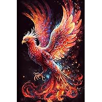 Pine Wood Framed Art Paintings - Chinese Red Phoenix Acrylic on Canvas - Art Oil Painting Canvas Painting, Vintage Wall Side Home Decor Wall Poster For Modern Crowd Bedroom Decor 18X25 In