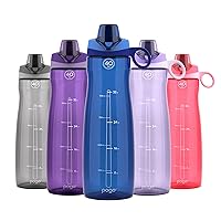 Pogo BPA-Free Plastic Water Bottle with Chug Lid, 40 Oz, Blue