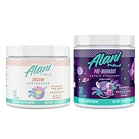Alani Nu Creatine Monohydrate Powder and Pre Workout Cosmic Stardust Powder Bundle | Sugar Free | 30 Servings Per Container