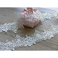 Lace Crafts - White Victorian lace Trim, Fancy Roses Flower lace, Bridal Garters lace Headband Bracelets Trim Fabric 3 Yards - (Color: White)