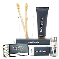 Nano Hydroxyapatite Toothpaste, Bamboo Toothbrushes (Pack of 2), Silk Floss and Toothpaste Tablets - Sustainable Oral Care Kit for a Radiant Smile