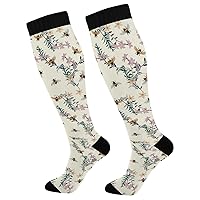 Compression Socks For Women Fit Compression Socks For Men for Teens Vintage Embroidery Honey Bee with Wild