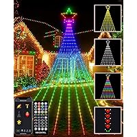 Outdoor Yard Tree Decorations Lights, Smart DIY Custom Display 11.8Ft 64 Modes Yard Waterfall Christmas Tree String Lights App Control 344LED RGB Color Changing Music Timer for Xmas Outside