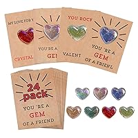 24pcs Valentine's Day Card With Heart-Shaped Crystal Stone Love Card Gift For Special Event Meaningful Celebrations Valentine's Day Card
