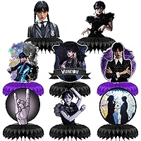 8pcs Wednes Addams Party Honeycomb Centerpiece Table Decorations，3D Table Addams Honeycomb Theme Birthday Party Supplies