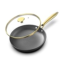 imarku Non stick Frying Pans, Long Lasting 10 Inch Frying Pan with Lid, Professional Cast Iron Skillets Nonstick Frying Pan, Frying Pans Nonstick with Lid and Stay Cool Handle, Nonstick Pan