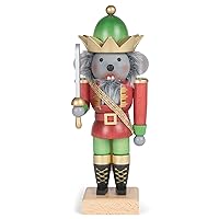 Red Green Mouse King Nutcracker 10.5 x 4 Wood Decorative Tabletop Figurine