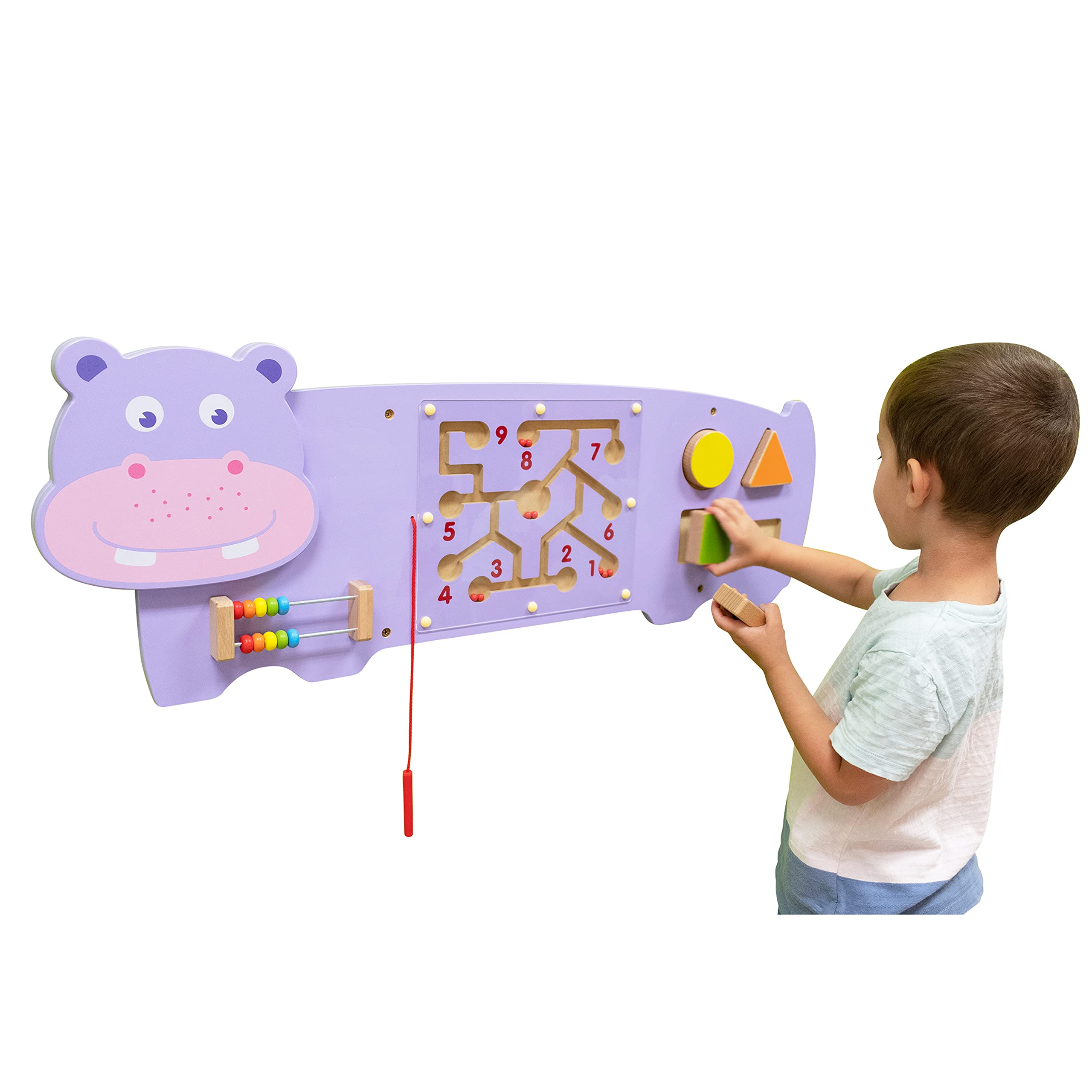 LEARNING ADVANTAGE Hippo Activity Wall Panel - 18m+ - Toddler Activity Center - Wall-Mounted Toy - Busy Board Decor for Bedrooms, Daycares and Play Areas