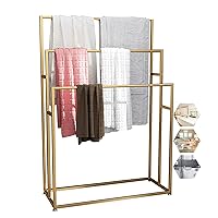 Towel Rack Freestanding Metal Bath Towel Holder Stand Rust Resistant Heavy Duty Drying Rack for Towels Clothes Quilts/Gold