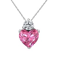 Valentine Gift 1.00 Ct Heart Cut Created Pink Sapphire 14k White Gold Plated Heart Pendant Necklace 18'' Chain