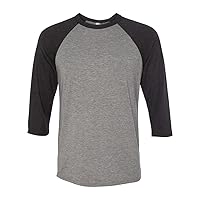 Bella + Canvas Unisex 3/4-Sleeve Baseball T-Shirt, Small, DEEP HTHR/Black