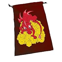 Dice Dragon Dice Bag | Large Drawstring Bag 6” x 9” | Printed Fabric | Holds over 100 Dice | Two Meeple Dice | RPG Bag | Roleplaying Game Bag | Tabletop Adventure Game Bag | From Steve Jackson Games