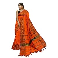 Traditional Wear Indian Women Handloom Cotton Silk Saree & Blouse Muslim Sari 990h