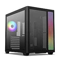 Vetroo AL700 Mid-Tower ATX Black PC Case • Dual Tempered Glass Panel Top & Side • 360mm Radiator Support • Computer Gaming Case • ARGB with LED Strip Pre-Installed • Rear 120mm Addressable RGB Fans