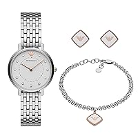 Emporio Armani Women's Silver Stainless Steel Bracelet Watch and Jewelry Gift Set (Model: AR80023)