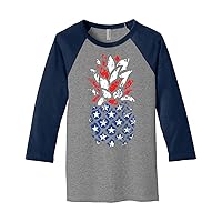 Threadrock American Flag Pineapple Unisex Raglan T-Shirt