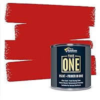 THE ONE Paint & Primer: Most Durable All-in-One Furniture Paint, Cabinet Paint, Front Door Paint, Wall Paint, Bathroom, Kitchen - Fast Drying Craft Paint Interior & Exterior (Red, Satin, 1 Liter)