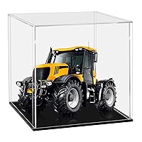 LANSCOERY Clear Acrylic Display Case, Assemble Cube Display Box Stand with Black Base, Dustproof Protection Showcase for Collectibles Memorabilia Figurines (8x8x8 inch; 20x20x20cm)