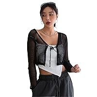 Women's Tops Hollow Out Tie Front Crop Top Sexy Tops for Women