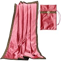 BLESSUME Wizard Tarot Table Cloth for Reading with Card Pouch Square Velvet Divination Tarot Cloth (Pink 6)