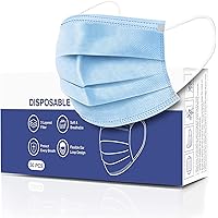 Disposable Face Masks, Pack of 50 - Dust Particle 3-Layer Design with Earloop Protective Cover, Blue, (OTB00020)