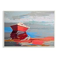 Stupell Industries Red Row Boat Reflection on Lake Water Abstract, Designed by Beth A. Forst Wall Plaque, 10 x 15, Multi-Color