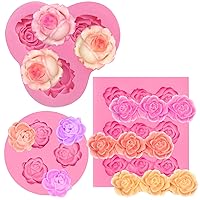 Mini Sizes Roses Flower Fondant Candy Silicone Mold for Sugarcraft Cake Decoration, Cupcake Topper, Polymer Clay, Soap Wax Making Decoration, Crafting Projects, 3 Count