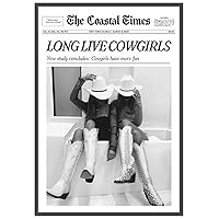 Bwodke Vintage Coastal Cowgirl Preppy Posters Funny Western Prints Canvas Wall Art Black and White Trendy Aesthetic Picture Bedroom Bathroom(Black and White, 16x24in Unframed)