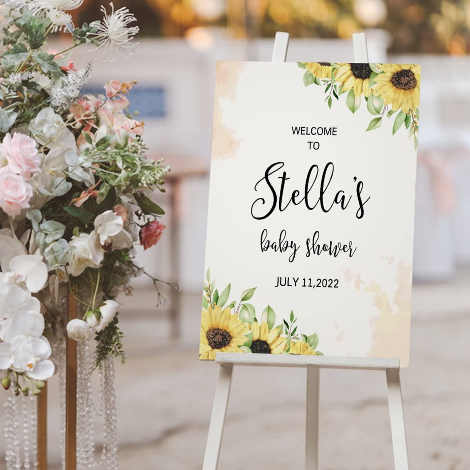 Sunflower Welcome Sign, Baby Shower Sign, Girl Baby Shower, Baby Shower Decor, Gender Neutral Baby Shower Party Sign, Personalized Baby Shower Sign, Rustic Baby Shower Decorations