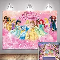 Girls Princess Backdrop Princess Happy Birthday Party Backdrop Princess Fantasy Fairy Tale Girls 1st 2nd Birthday Party Photography Decoration Background Studio Props 5x3ft