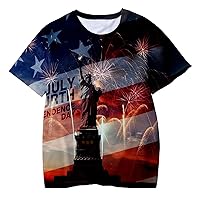 Boy Toddler V Neck Clothes T-Shirt Boys Casual 3D Print Toddler Kid Independence Tops 4-of-July Boys Tops Top 10