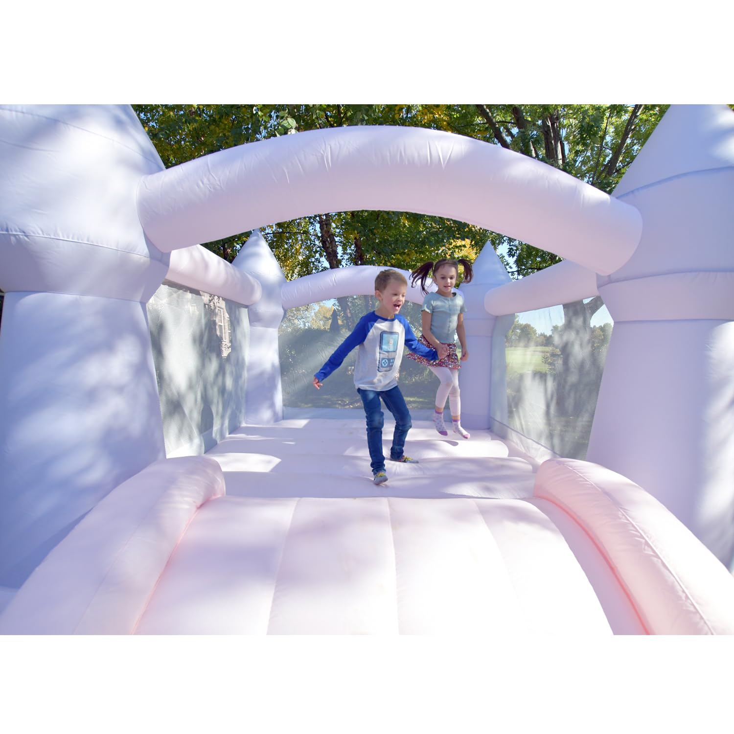 Bounceland Bouncy Castle Daydreamer Cotton Candy Bounce House, Pastel Bouncer with Slide, 12 ft L x 9 ft W x 7 ft H, UL Blower Included, Trendy Bouncer for Kids, Indoor and Outdoor Use