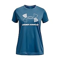 Under Armour Girls Tech Big Logo Short Sleeve T Shirt, (466) Cosmic Blue / / White, Medium