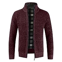 Cardigan Sweaters For Men Full Zip Up Stand Collar Slimfit Casual Knitted Sweater Color Block Sweater Jackets