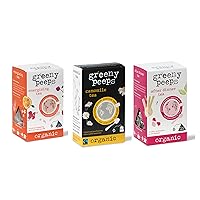 Greenypeeps Organic Energizing Tea & After Dinner Tea - 15 Count Each with Chamomlie Tea 20 Count, Delicious Pack of Herbal Teas Help in Activeness for Day, Support in Digestion & Strees Relief