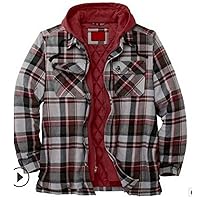 Men'S Autumn And Winter Thick Cotton-Padded Jacket Plaid Long-Sleeved Loose-Fitting Hooded Jacket